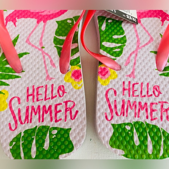 New with Tags Summer Pink Flamingo Tropical 🏝️ 🦩 🩴 Flip Flips - Picture 3 of 7